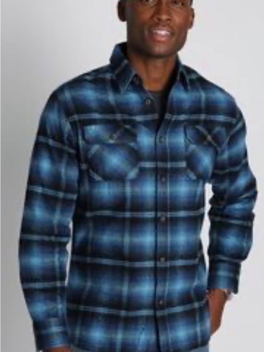 Jachs New York Men's Blue Plaid Flannel Shirt and Thermal Tee Set - Size XXL